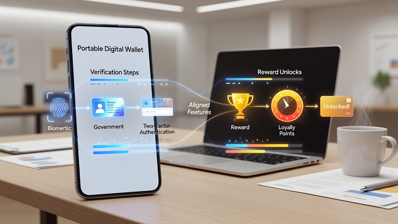Mobile Gaming-App mit Wallet-Verifizierung und Belohnungsfreischaltung